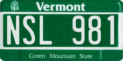 VT license plate NSL981