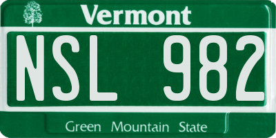 VT license plate NSL982