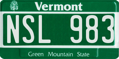 VT license plate NSL983