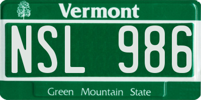 VT license plate NSL986
