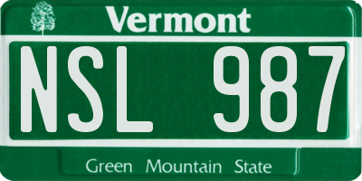 VT license plate NSL987