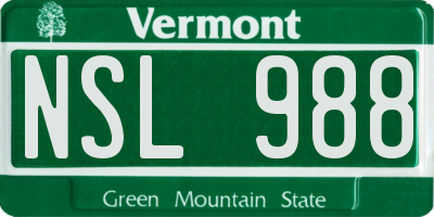 VT license plate NSL988