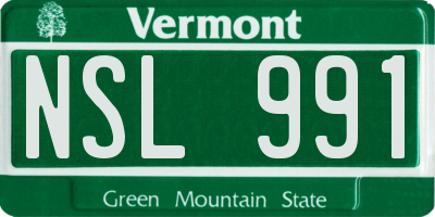 VT license plate NSL991