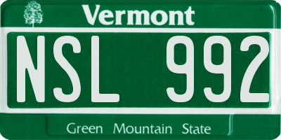 VT license plate NSL992