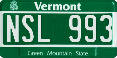 VT license plate NSL993