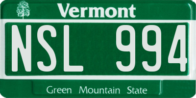 VT license plate NSL994