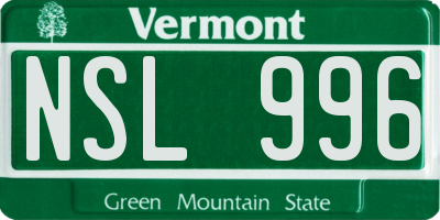 VT license plate NSL996