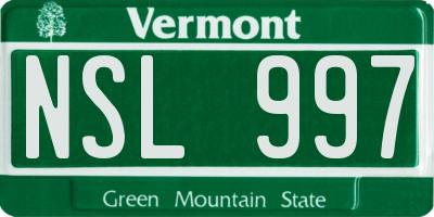 VT license plate NSL997
