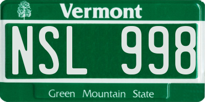 VT license plate NSL998