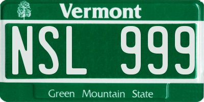 VT license plate NSL999