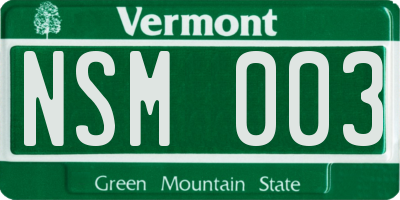 VT license plate NSM003