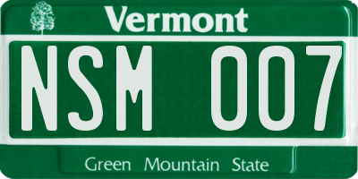 VT license plate NSM007