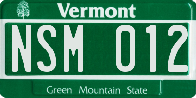 VT license plate NSM012