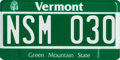 VT license plate NSM030