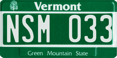 VT license plate NSM033