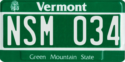 VT license plate NSM034