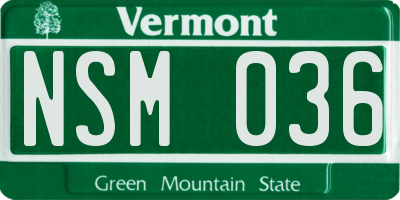 VT license plate NSM036