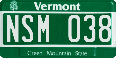 VT license plate NSM038