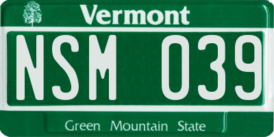 VT license plate NSM039