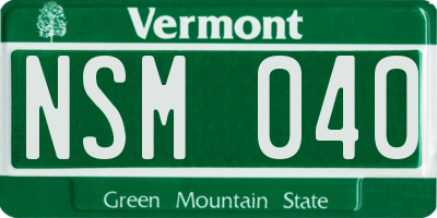 VT license plate NSM040