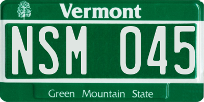 VT license plate NSM045