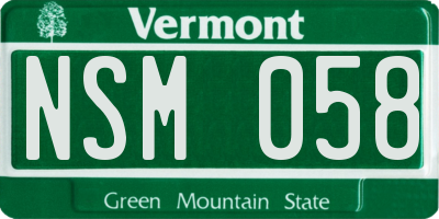 VT license plate NSM058