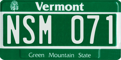 VT license plate NSM071