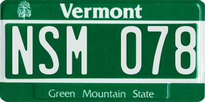 VT license plate NSM078