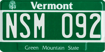 VT license plate NSM092
