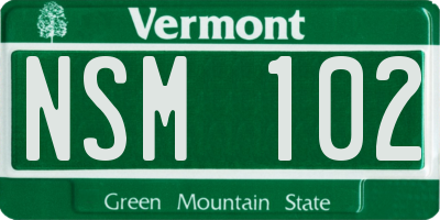 VT license plate NSM102