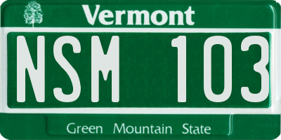 VT license plate NSM103