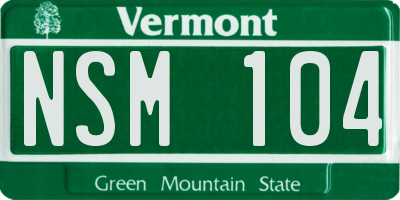 VT license plate NSM104