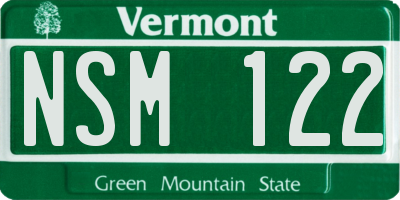 VT license plate NSM122