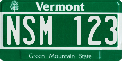 VT license plate NSM123