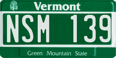 VT license plate NSM139