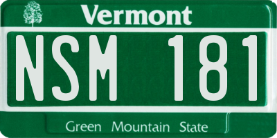 VT license plate NSM181