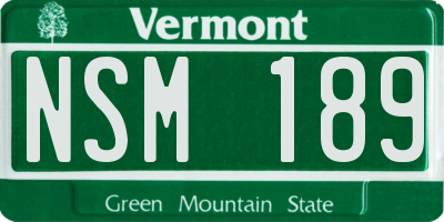 VT license plate NSM189