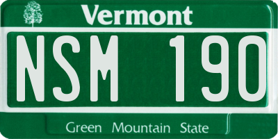 VT license plate NSM190