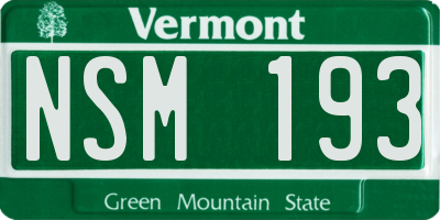 VT license plate NSM193
