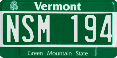 VT license plate NSM194