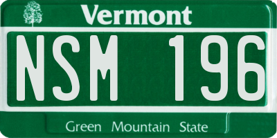 VT license plate NSM196