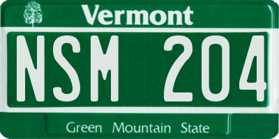 VT license plate NSM204