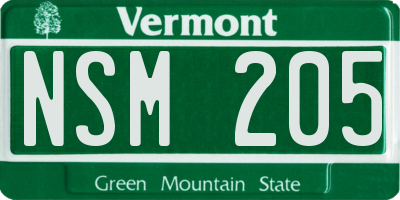 VT license plate NSM205
