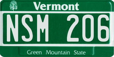 VT license plate NSM206