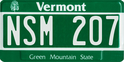 VT license plate NSM207