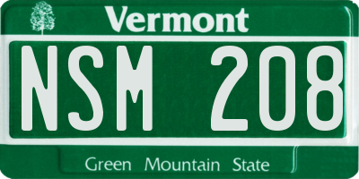 VT license plate NSM208