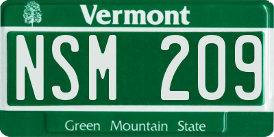 VT license plate NSM209