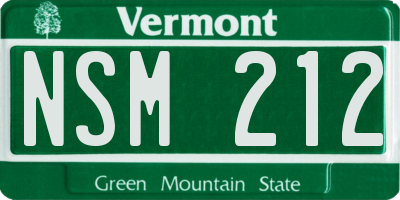 VT license plate NSM212