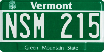 VT license plate NSM215