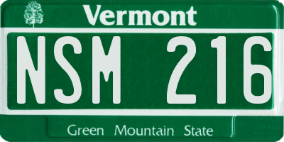 VT license plate NSM216